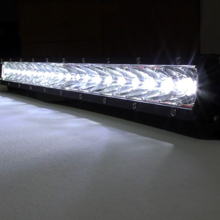 Curved and Straight LED Light Bars  Slim-Line E5-X Single Row Light-Bar  with Paraboilic Reflectors.